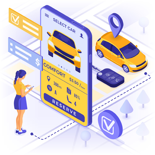 Ein Auto, eine App und viele Nutzerinnen und Nutzer.