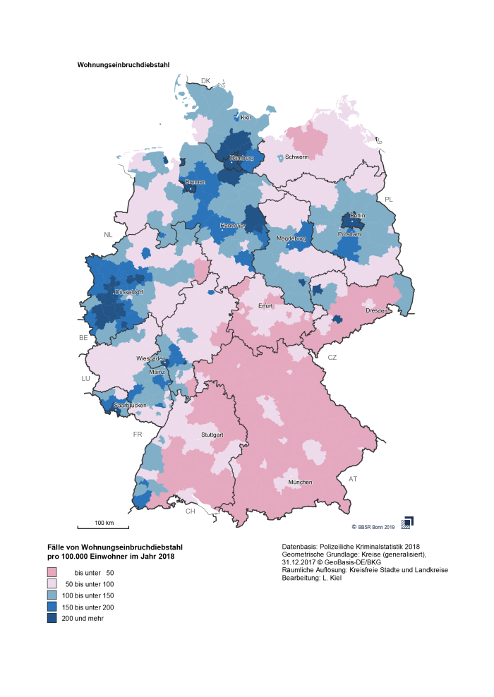 Deutschlandatlas: Wohnungseinbrüche laut Kriminalstatistik