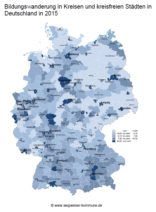 Der Datenschatz zeigt, in welche Kommunen Menschen ziehen, um sich zu bilden.