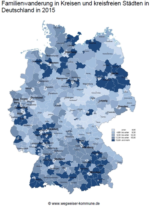 Der Datenschatz zeigt, in welche Kommunen Familien ziehen.