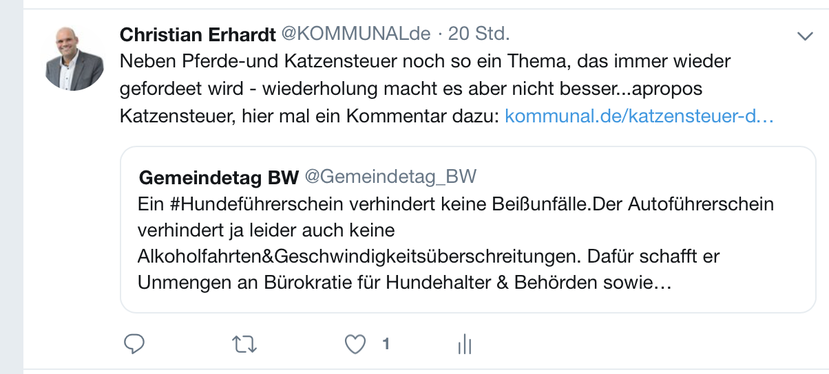 KOMMUNAL Chefredakteur Christian Erhardt kommentiert tagesaktuelle Ereignisse auf unserem Twitter-Kanal unter www.twitter.com/kommunalde