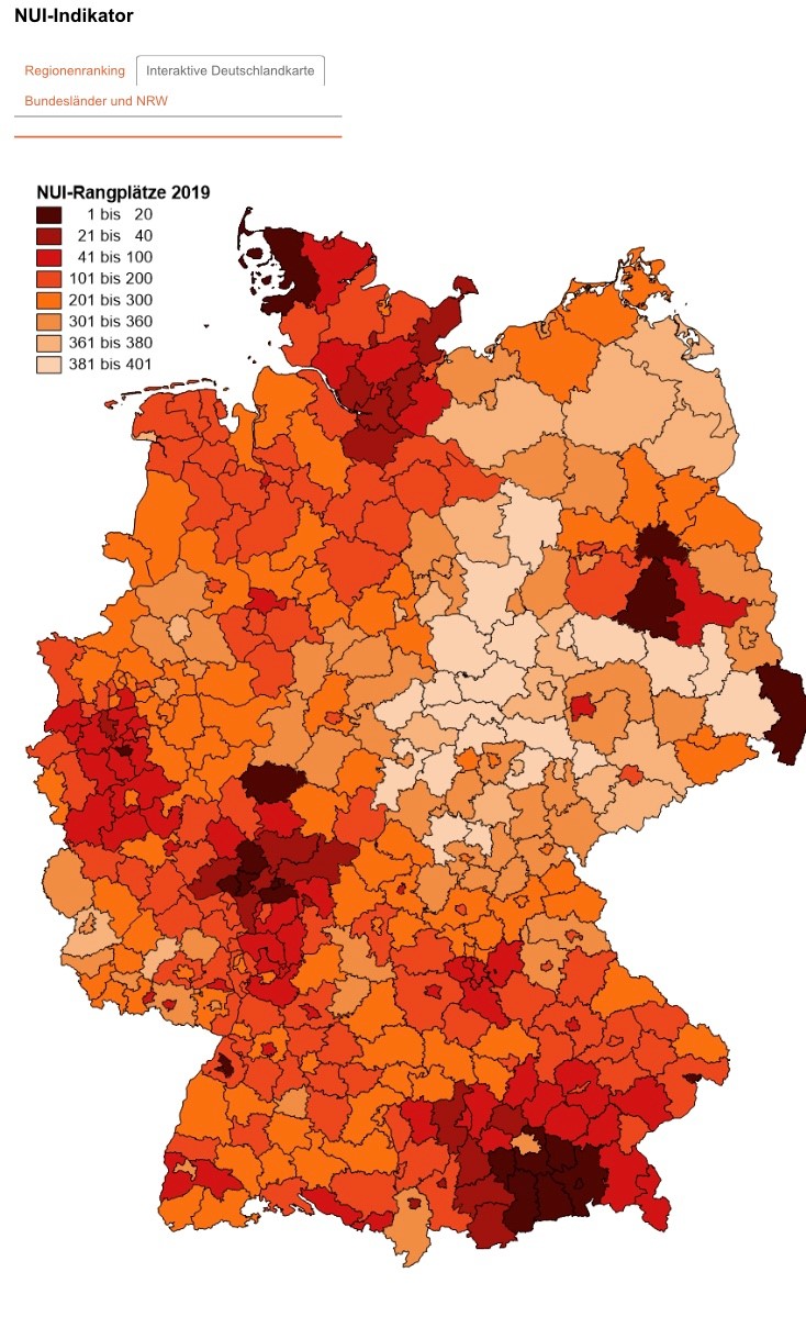 Karte zu Neugründungen in den einzelnen Regionen  Deutschlandsns