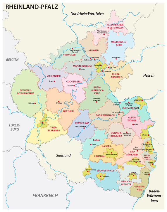 So sehen die Landkreise in Rheinland-Pfalz aus ohne Gebietsreformen.