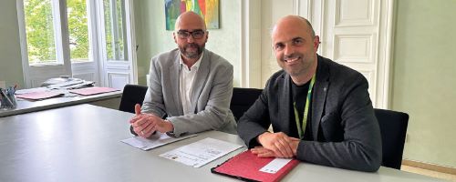 Lübbens Bürgermeister Jens Richter und Projektleiter Marco Sell.