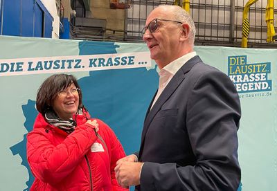 Christine Herntier Spremberg und MP Dietmar Woidke