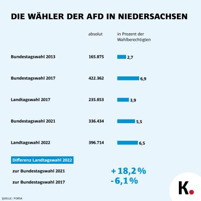 Grafik AfD Wähler Landtagswahlen Niedersachsen