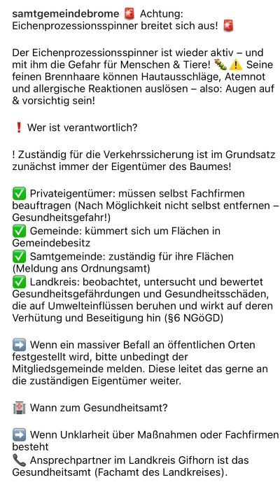 Post auf Insta der Samtgemeinde Brome 