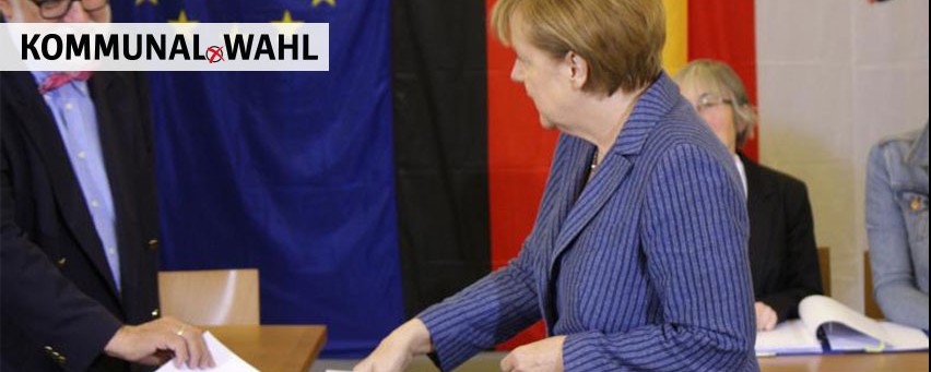 Wahlhelfer mit Angela Merkel