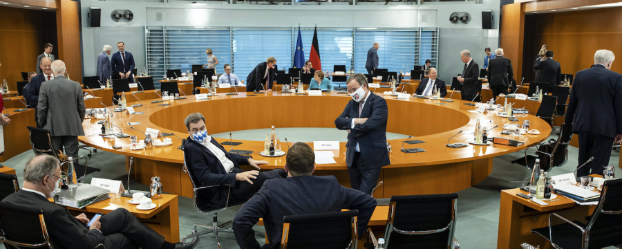 Kanzlerin Merkel und die Regierungschefs haben über neue Corona-Regeln diskutiert (Bild vom Treffen am 17.6.)