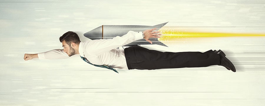 Bauturbo Digitalisierung Mann mit Rakete