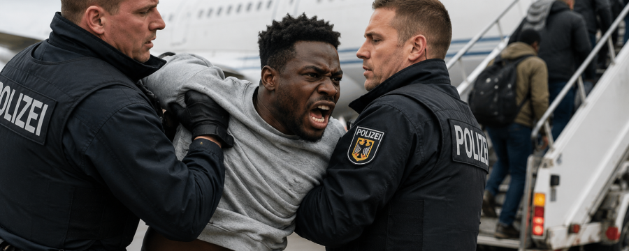 Abschiebung unter Polizeibegleitung - immer wieder werden Polizisten von gewalttätigen Migranten angegriffen und verletzt