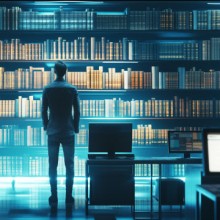 Mann vor Büchern KI in der Verwaltung