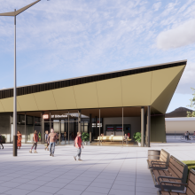 So soll das neue Bahngebäude in Bitterfeld aussehen.