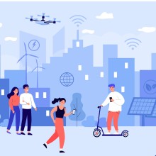 Menschen vor Smart City