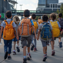 Schulkinder von hinten